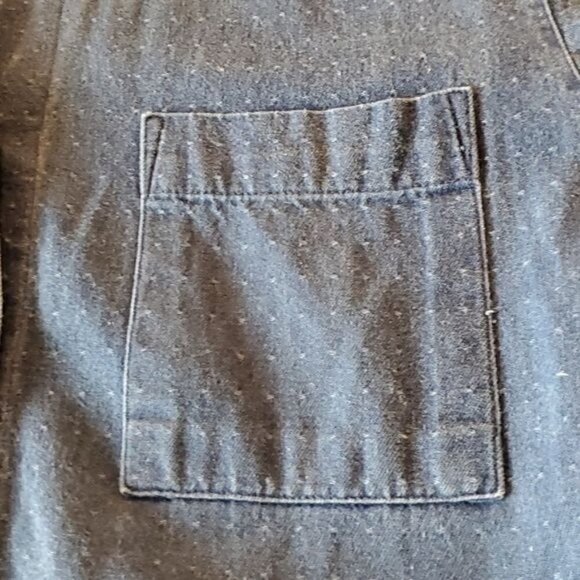 Eddie Bauer Blue Jean Dotted Pocketed‎ Button Down LS Sz M Dress - Picture 8 of 13